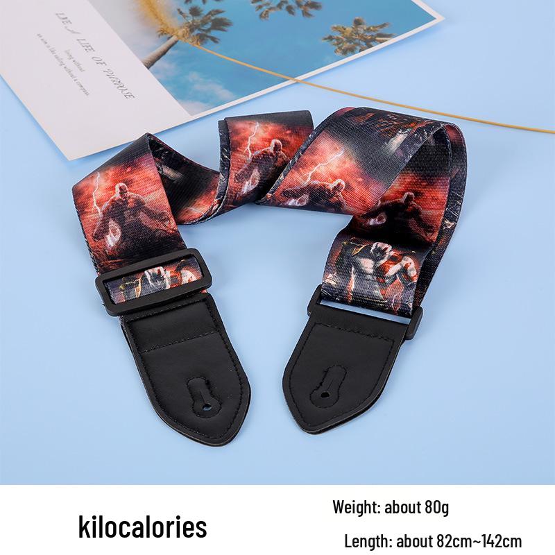 Unisex poszerzany i pogrubiony poliestrowy pasek do gitary/basu - Styl folk, konstrukcja bez dziurkowania