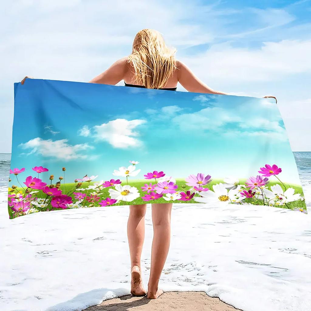 Oversized Soft Beach Towel ,Flowers Extra Large Big Pool Swim Travel Towels Blanket Super Soft Quick Dry Bath Towels For Women