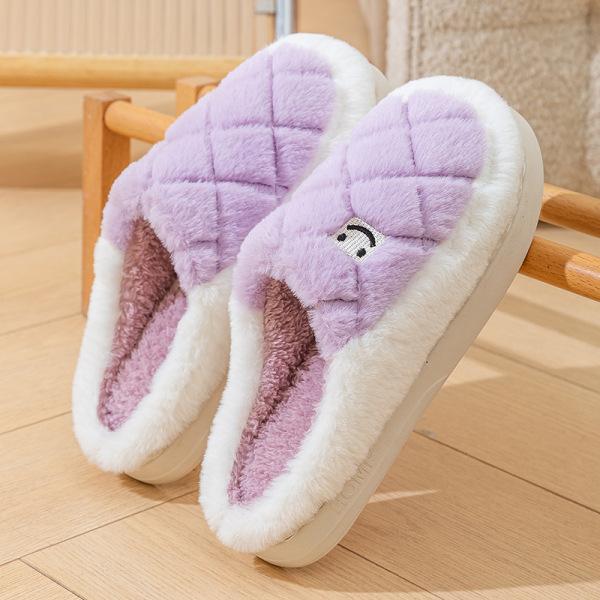 Autumn and Winter Cotton Slippers Women's Indoor Home Silent Non-slip Velvet Warm Slippers Couple Cartoon Bear Cotton Drag Men