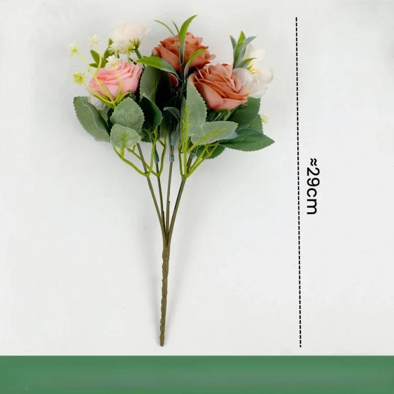 3pcs Ramo de Rosas Camelia de Simulación de Seda Flores Falsas de Seda Decoración de Restaurante Flor Artificial Rosa Camelia