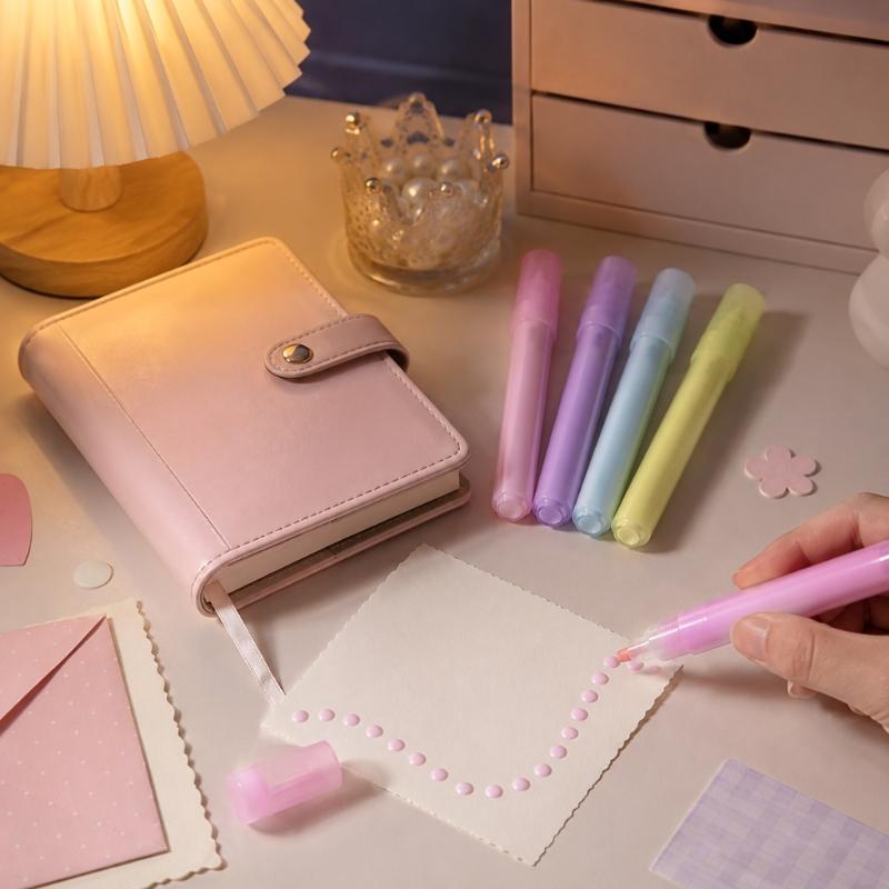 Liquid Adhesive Pen Set 4 Piece Fine Tip Paper Craft Adhesive Large Capacity Portable Plastic Design for Journaling Scrapbooks