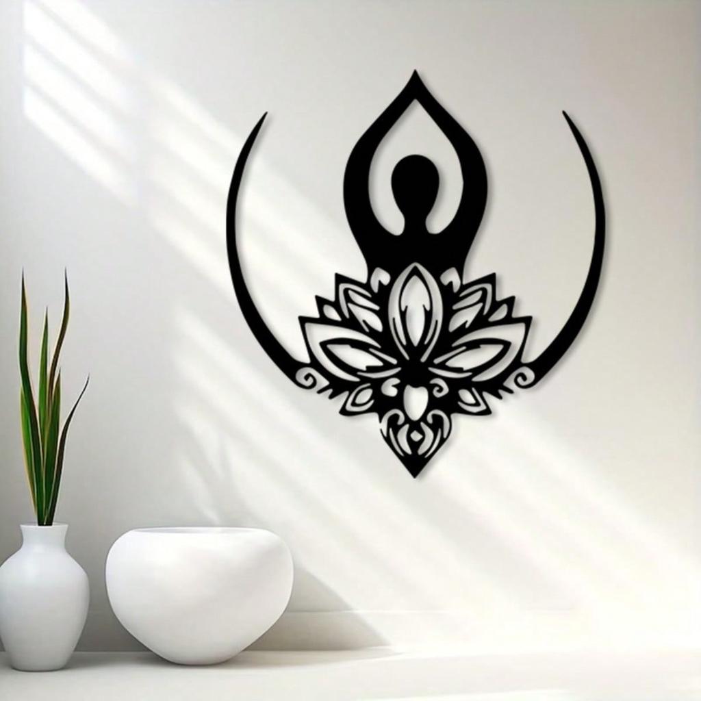 Lotus Zen Metal Wall Art Vintage Iron Openwork Meditation Decor Buddhist Inspired Gift for Yoga Studio