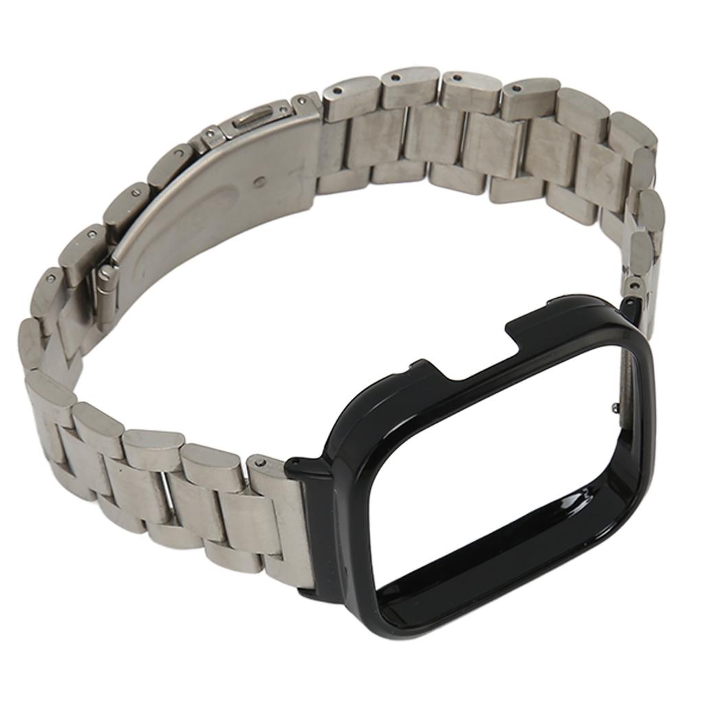Watch Strap Protective Case Band 2 in 1 Adjusted Stainless Steel Watch Band for
