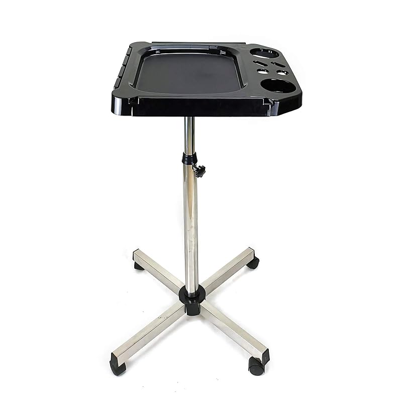 Aluminium Salon Instrument Tray, Height Adjustable Trolley Cart Tray Station on Wheels for Salon Tattoo Spa Beauty Service Holder Tool Storage