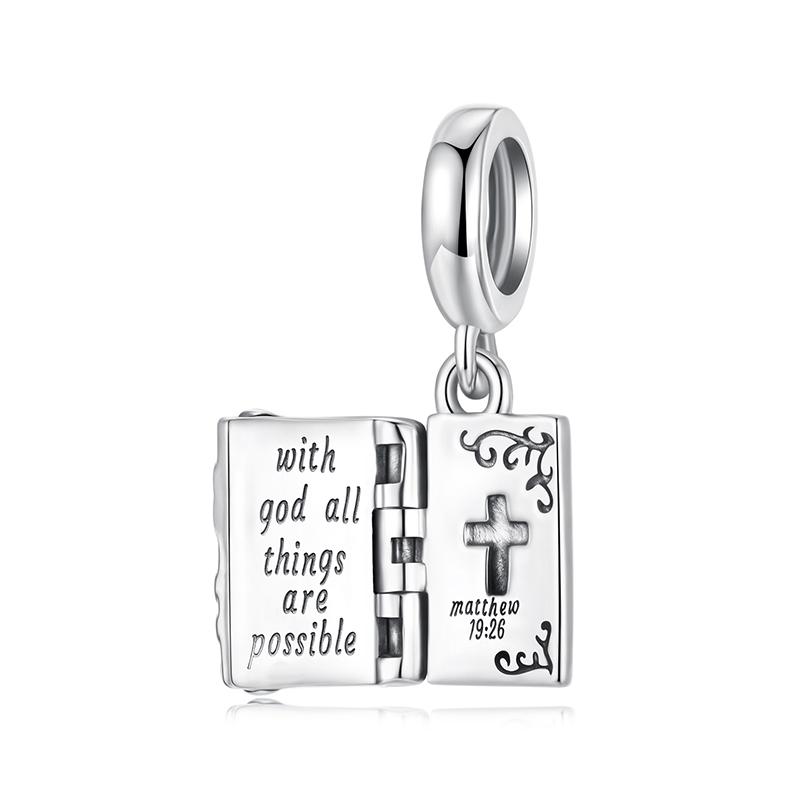 WOSTU 100% Real 925 Sterling Silver Cross Charm Zircon Bead Crosses Pendant Fit Original Bracelet DIY Necklace Religion Jewelry