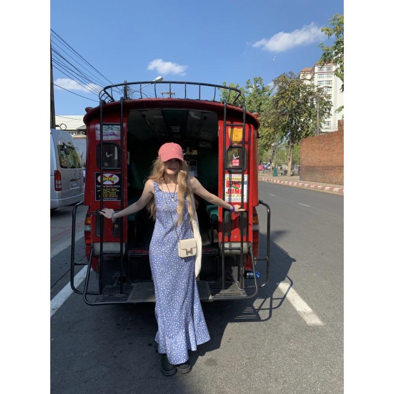 

Женское платье-жилет с тонким нежным цветочным принтом, летнее дизайнерское платье-рыбий хвост Sense M синий