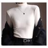 Herbst Winter Hoher Kragen Einfarbig Unterteilter Pullover Top Damen Langarm Lässig Mode Samt Warmes T-Shirt Tee