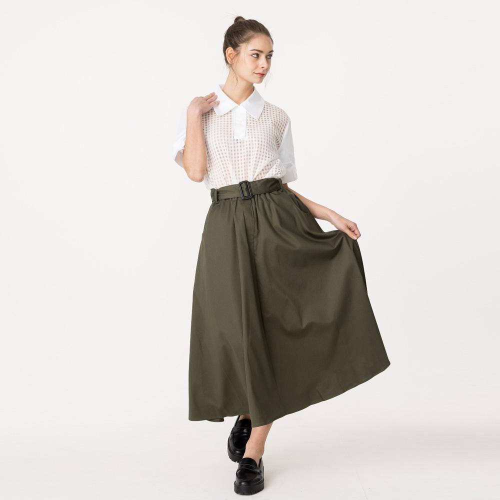 Bunderghost String Flare Long Skirt Khaki