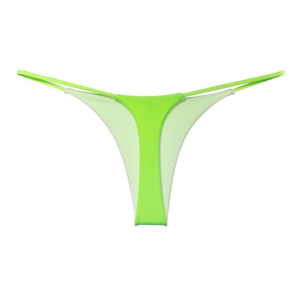 European-American Double Layer Thin Strap Printed Thong Bikini - Low Waist, T-Back Lingerie & Fitness Wear