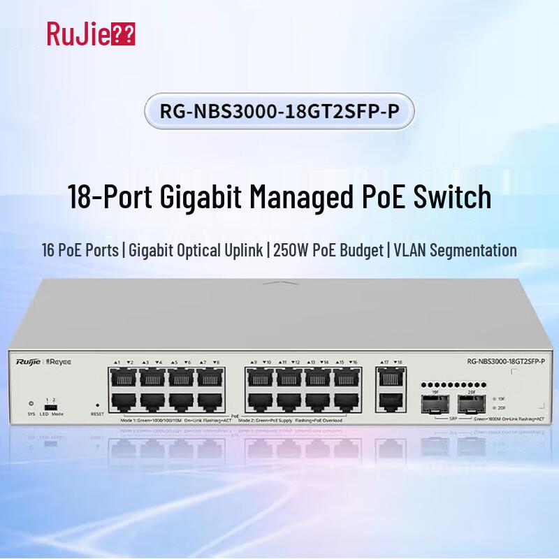 

Ruijie RG-NBS3000-18GT2SFP-P Gigabit PoE Managed Switch