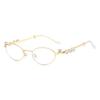 Diamond-encrusted oval metal glasses European and American pearl small frame glasses frame feeling plain plain glasses plain sunglasses