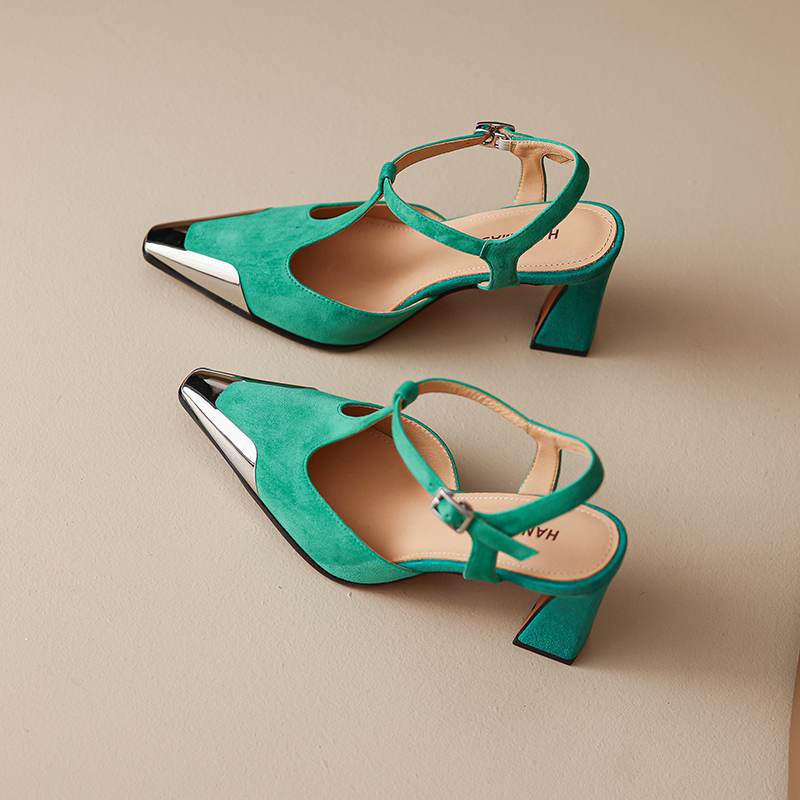 

Krazing Pot Замшевые Туфли-лодочки с Квадратным Носком Размер 41 Высокий Каблук Пряжка Офисная Леди Металлическая Отделка Синий Цвет Осенние Туфли 41 зелёный