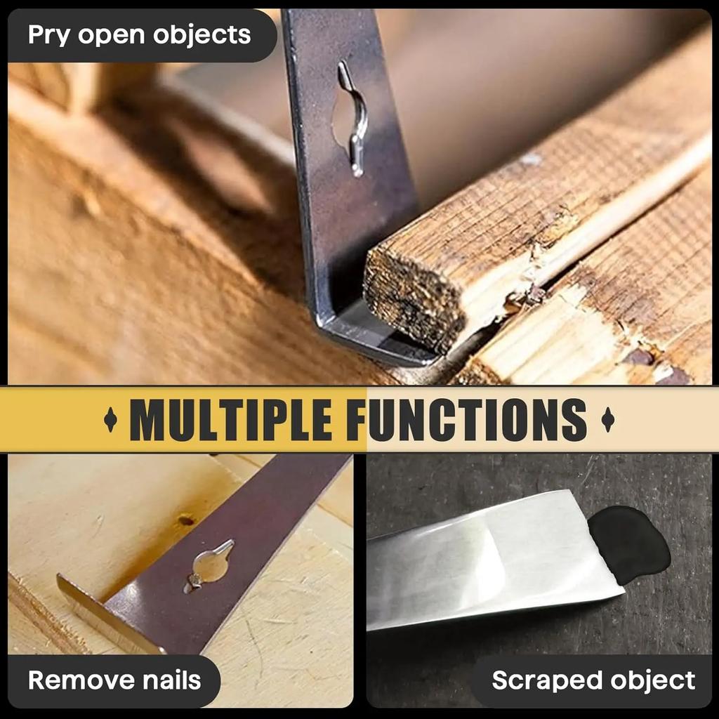 Stainless Steel Pry Bar Scraper 3 in 1 Flat Metal Scraper Nail Puller Wooden Board Removal Tool for Paint Removal Honey Cutting