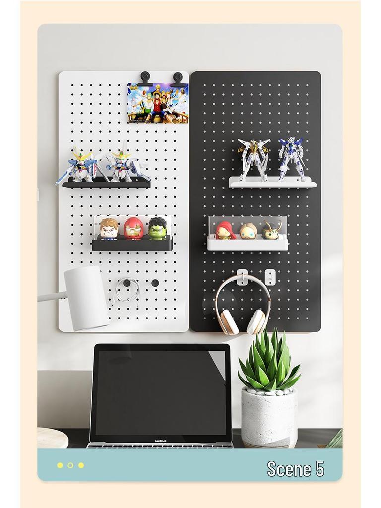 Esports Gaming Desk with Pegboard Wall Organizer and Equipment Rack