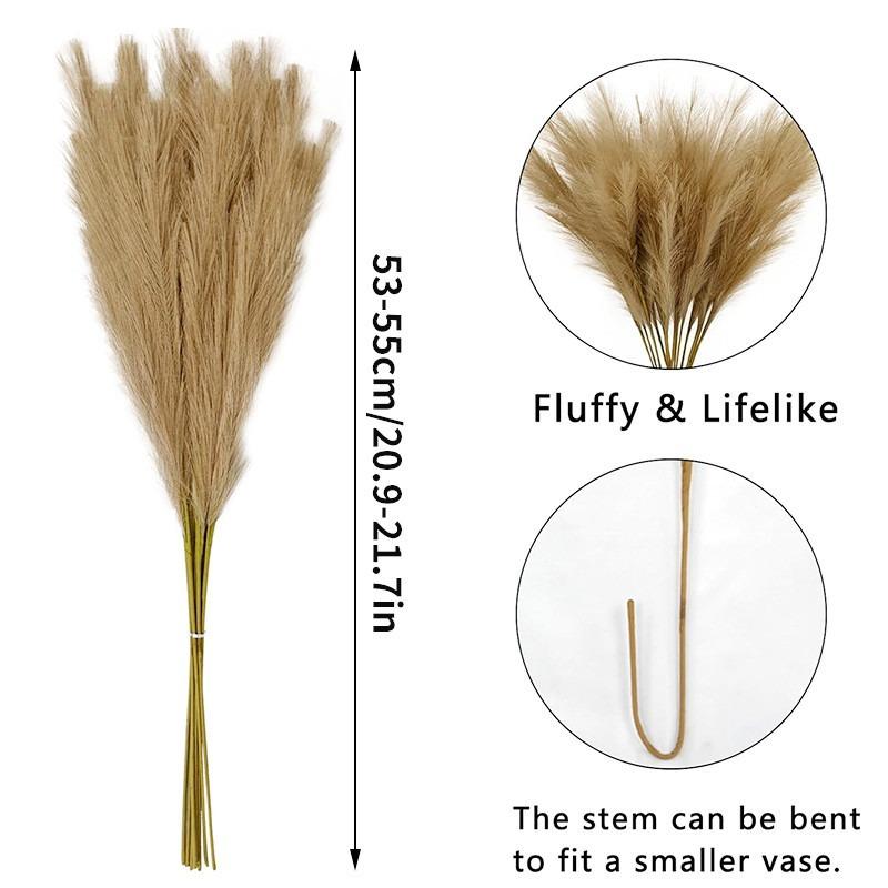 5Pcs Faux Pampas Grass For Floor Vase Artificial Pampas Grass Decor Tall For Vase Fillers, Boho Rustic Farmhouse Home Decor