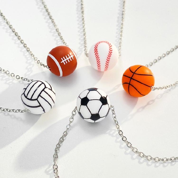 Unique Sports Balls Neckchains Stylish Pendant Necklace for Jewelry Collectors