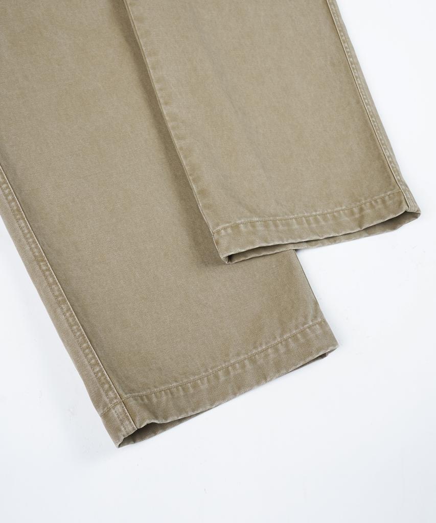 BIRBANTE Garment-Washed Twill Double-Pleat Chino Pants - Beige