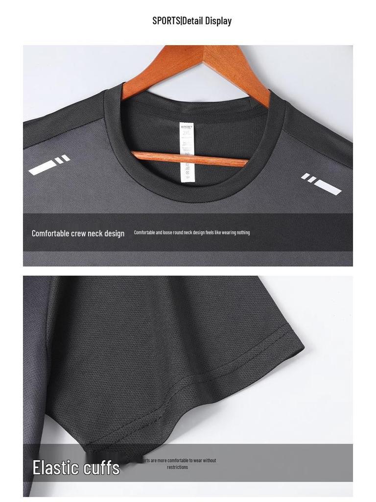 Men's Quick-Dry Ice Silk Sports T-Shirt & Shorts Set - Summer Running, Fitness, Basketball, Badminton Uniform