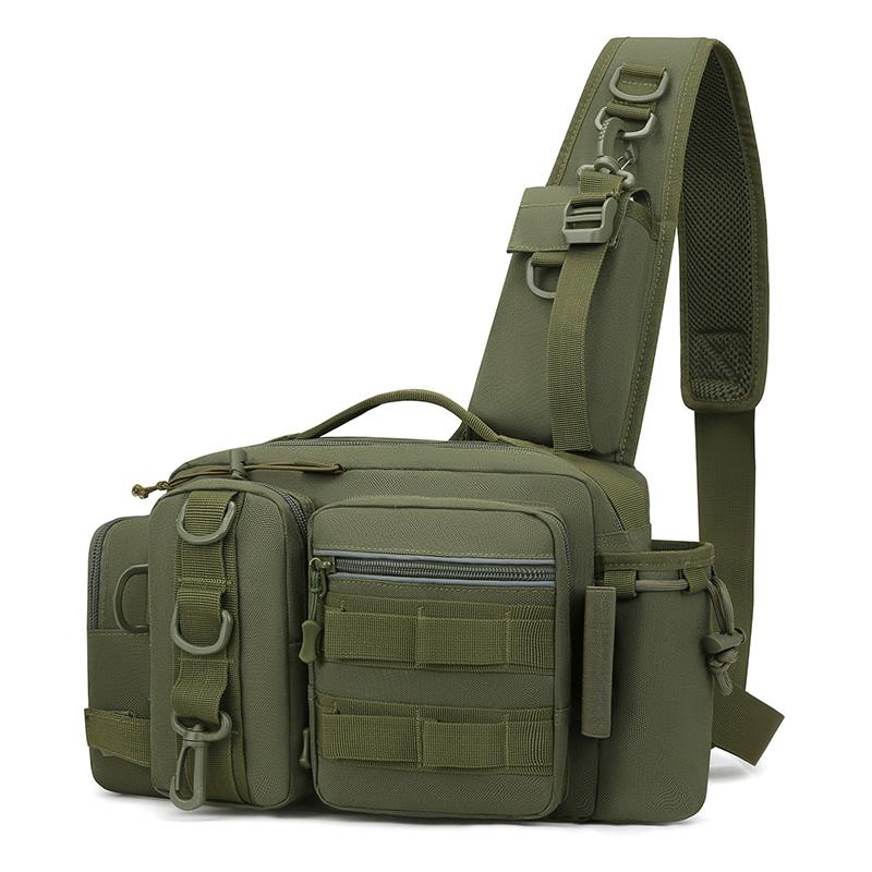 Fishing Tackle Backpack Lure Box Gear Storage Bag Fanny Pack for Men Fly Fishing Backpack with Rod Holder Sling Shoulder Bag