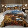 Smoky Mountain Quilt Set Queen for Teens Adults,Trees Coverlet Set,Misty Tree Landscape Bedspread Set,Nature Woodland Bed Cover