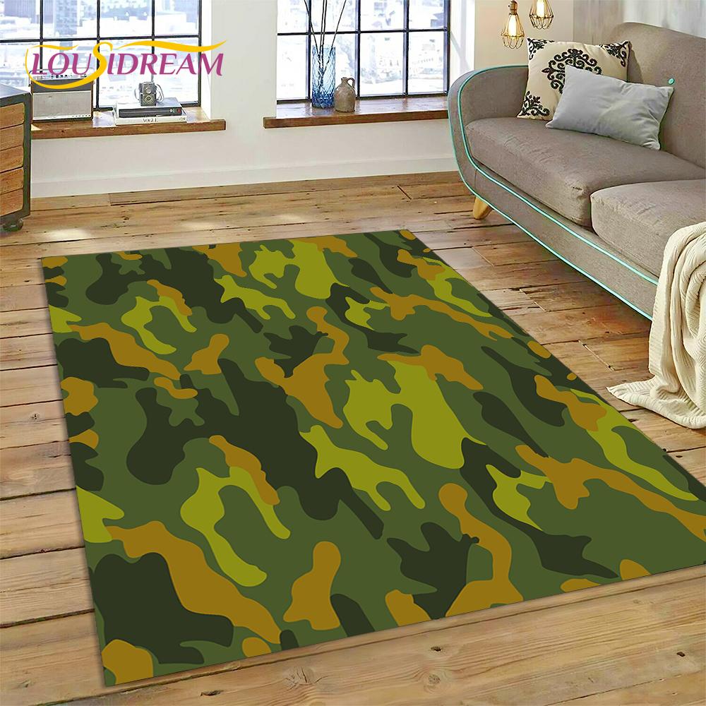 2025 Colorful Camo Green Camouflage Carpet Rug for Living Room Bedroom Home Sofa Decoration Play Area Rug Non-slip Floor Mat