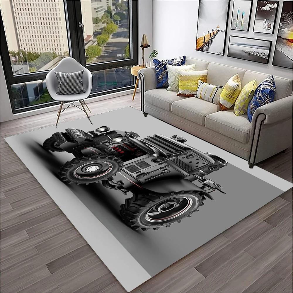 3D Retro Auto Traktor LKW Serie Teppich für Zuhause Wohnzimmer Schlafzimmer Sofa Fußmatte Dekor, Kinderzimmer Teppich Rutschfeste Bodenmatte