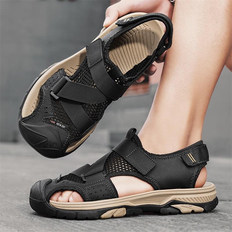 2025 Outdoor Shoes Summer Breathable Sandals, New Mesh Sandals Bag Head Anti-kick Beach Shoes Trendy Men