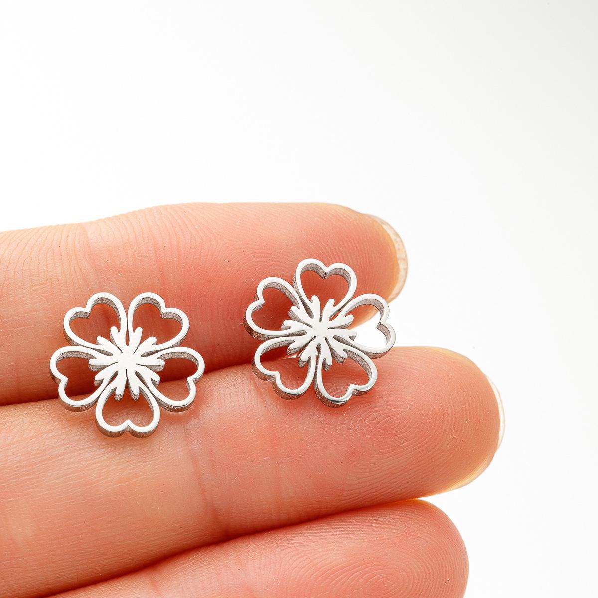 Spring Fresh Stainless Steel Flower Stamen Stud Earrings - Sweet, Simple Ear Accessories