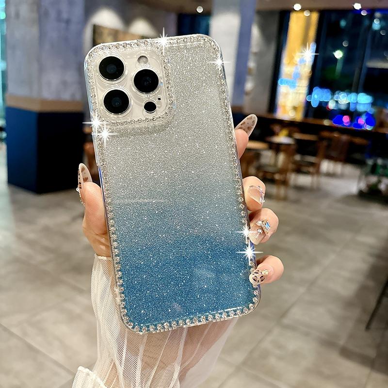Luxury Glitter Bling Diamond Camera Protect Bumper Phone Case For iPhone 17 Air 16 15 Pro Max Samsung S25 Redmi Note 14 13 Shockproof Protective Cover