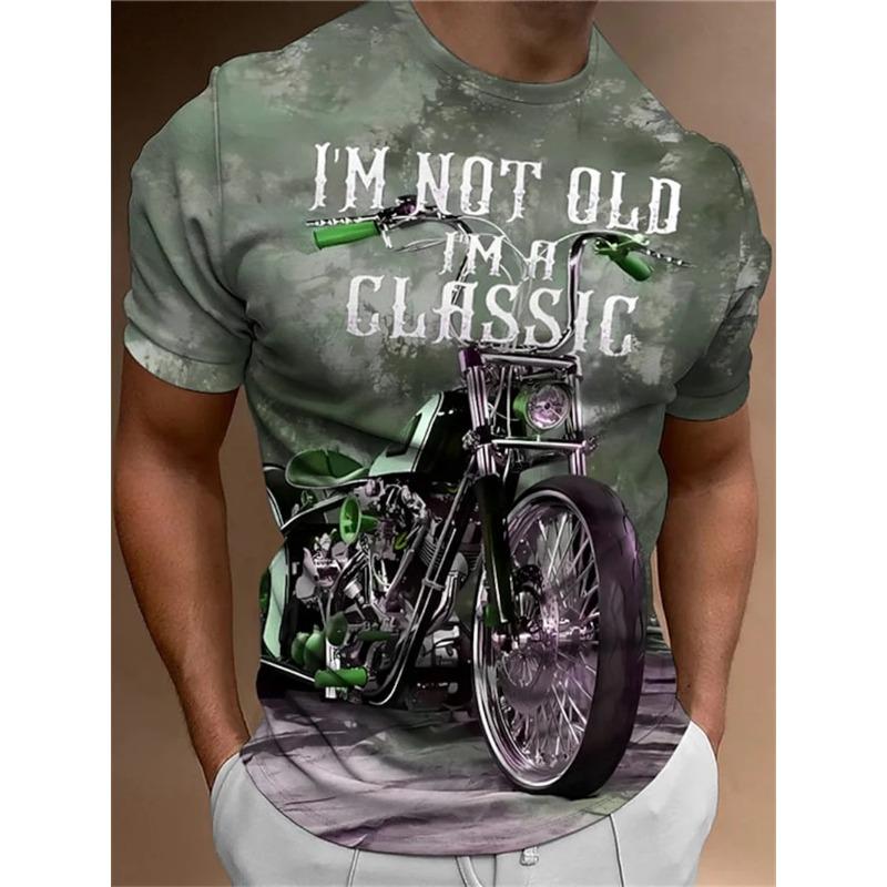 Motorcycle T-shirt Men 3D Print Short Sleeve Vintage Classics TShirt For Mens Street Ride Biker Shirts Tops Oversized Tee Shirt