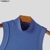 INCERUN Men Sleeveless Solid Color Fitted Ribbed Casual Tank Tops Vest