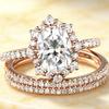 Luxury Ins New European Beautiful Women's Set Ring Simple Rose Gold Three-piece Zircon Ring