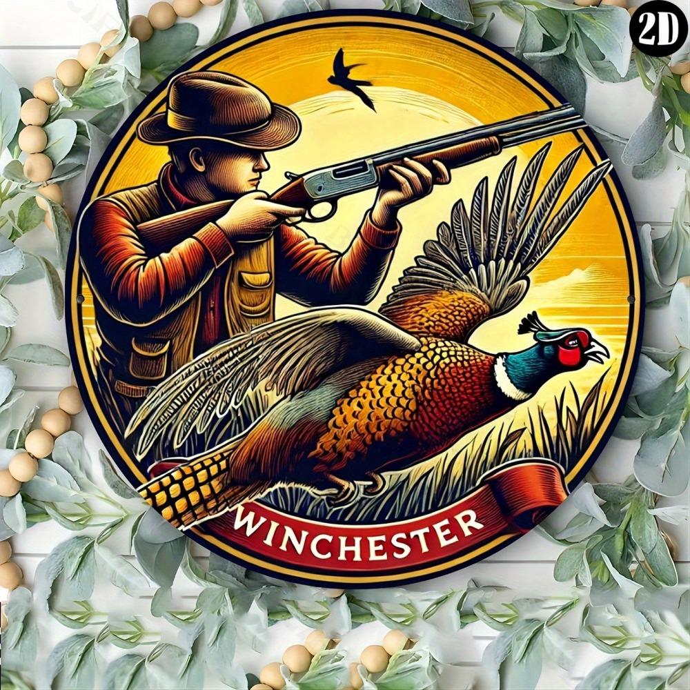 Vintage Metal Pheasant Hunting Sign Western Aluminum Art Decor for Living Room Wall Home Office Cafe Bar Indoor Outdoor Gift Halloween