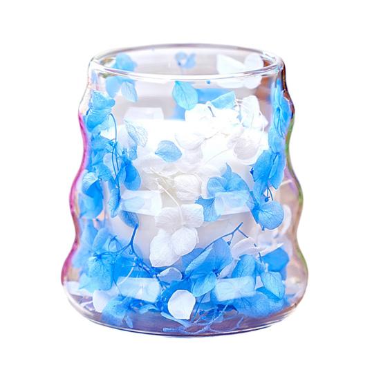 Dried Flowers Insulated Coffee Mug Double Wall Clear Glass Heat Resistant Tea Cup for Water