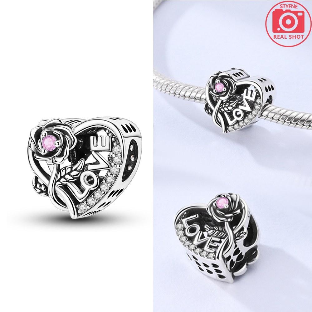 Heart-Shaped Rose Beads Copper Colors Charm Beads Fit Original Charms Bracelet Beads For Women Jewelry Making Gifts