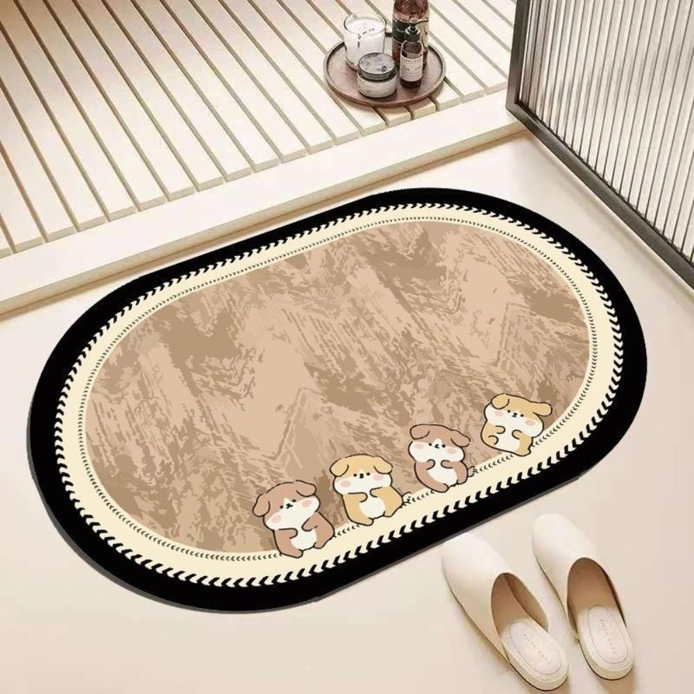 Cartoon Animal Bathroom Mat Anti Slip Door Mat Stain-resistant Puppy Absorbent Mat  Wet Areas