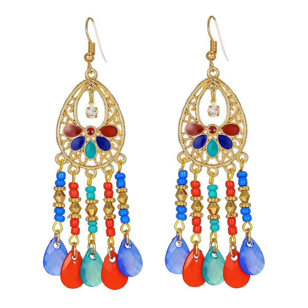 Bohemian Style Alloy Dangle Earrings With Geometric Design For Summer Fashion