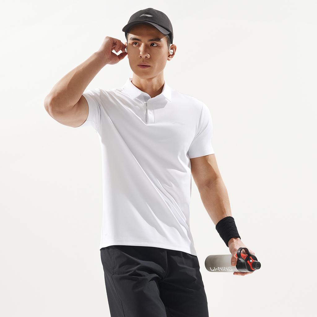 Li-Ning Semplice Tinta Unita Comodo Traspirante Versatile Casual Polo a Maniche Corte Uomo top Bianco APLV047-10