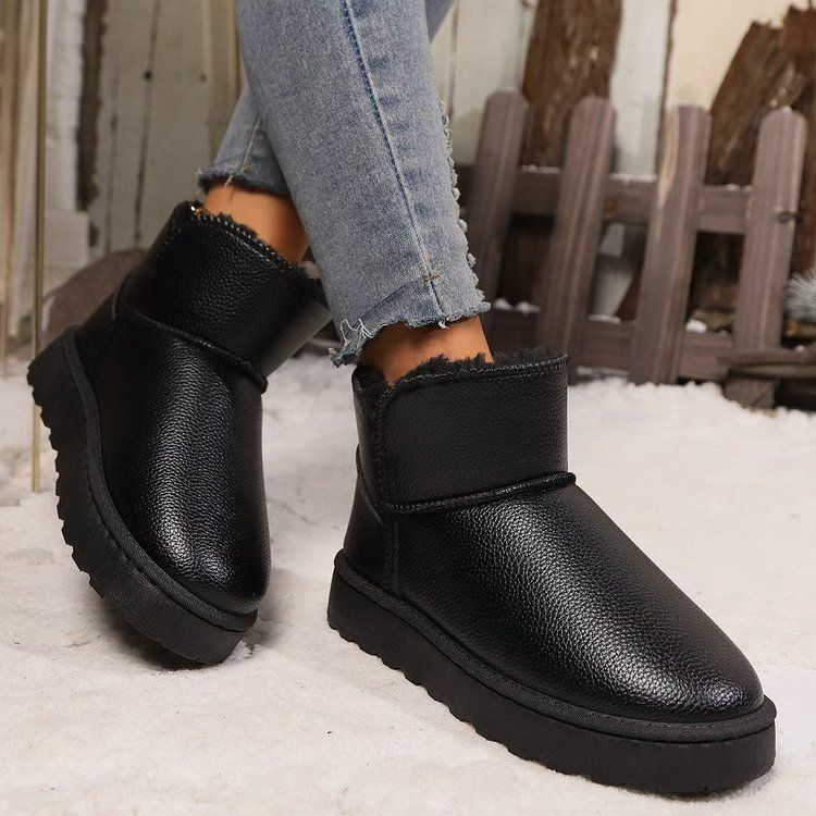 2025 winter velvet thickened foot cotton shoes versatile short boots snow boots waterproof and non-slip thick-soled large-size short boots