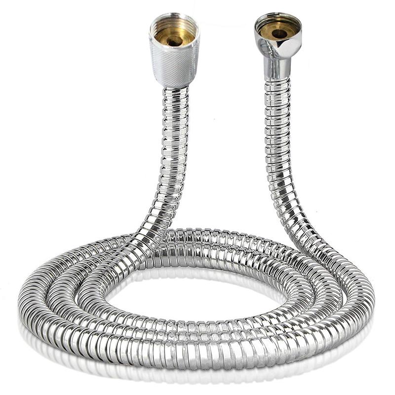 Bathroom Shower Head Hose Gasket Flexible Water Pipe 21.51M Chrome Shower Head Hose Pipe Durability Washers Stainless Steel