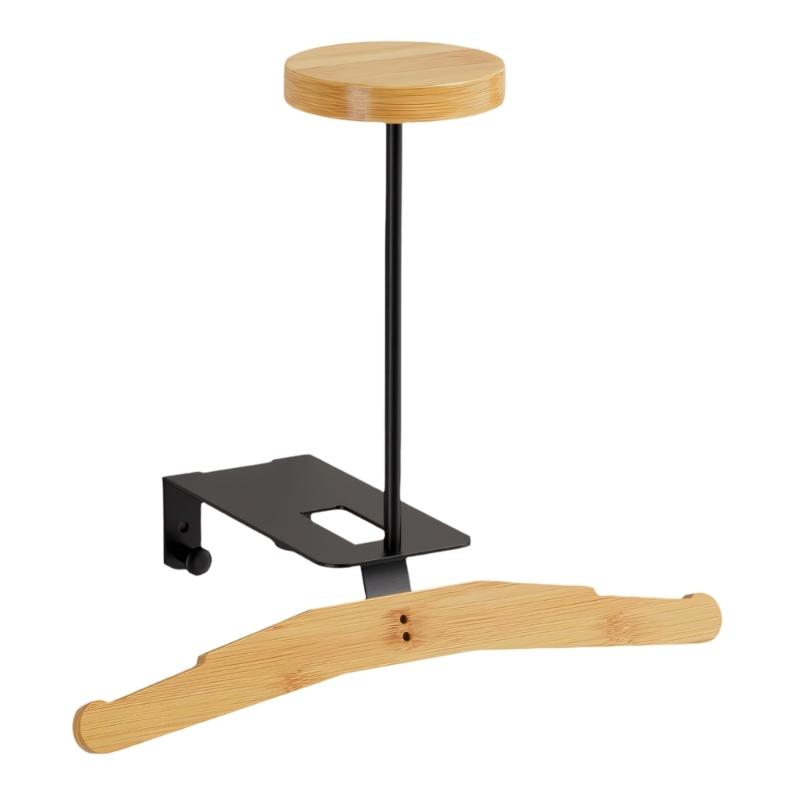 

Sturdy Helmets Hanger Featuring Bamboo Wood And Premium Aluminum Design Great For Garage Or Sports Room