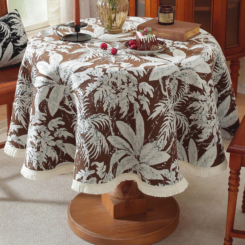 Tablecloth Round Tassel Tablecloth Thickened Fabric Plant Flower Decoration Supply