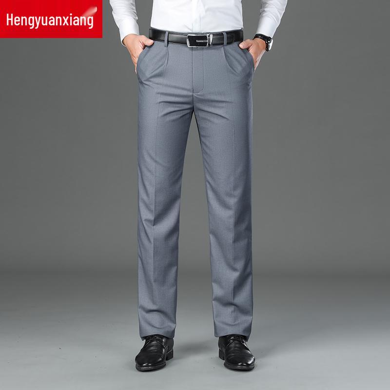 

Hengyuanxiang Men s Casual Business Trousers - Straight Leg, Loose Fit, Plus Size for Middle-aged and Elderly, Spring & Autumn. 30 (110–120 lbs)