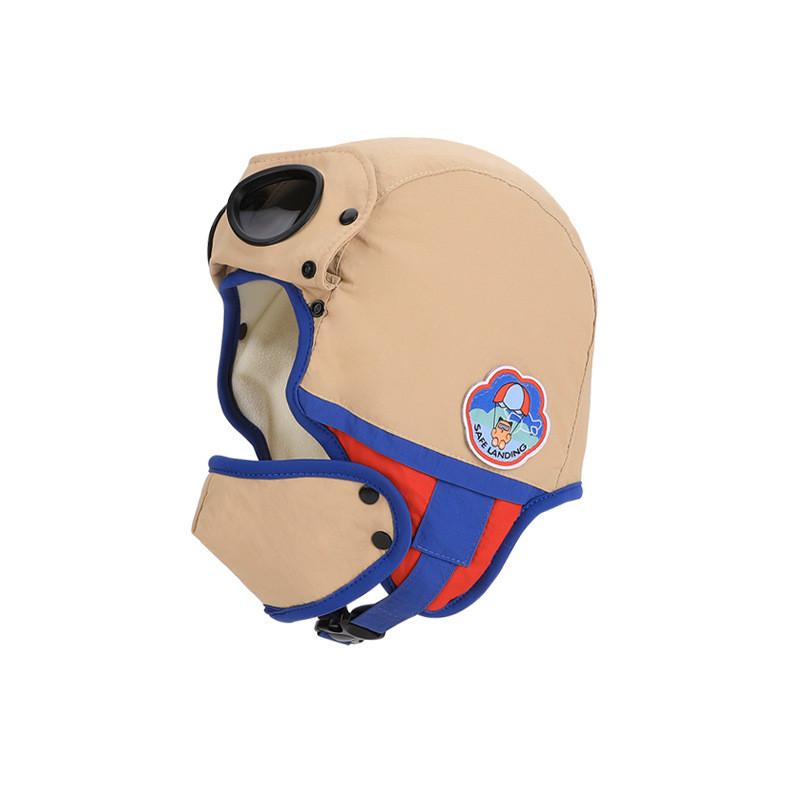 Kids Snow Hat With Integrated Mask And Goggles For Warmth And Windproof Wear хаки