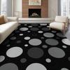 Modern Black Grey Polka Dot Area Rug Minimalist Geometric Circle Pattern Non-Slip Floor Rug for Living Room Bedroom