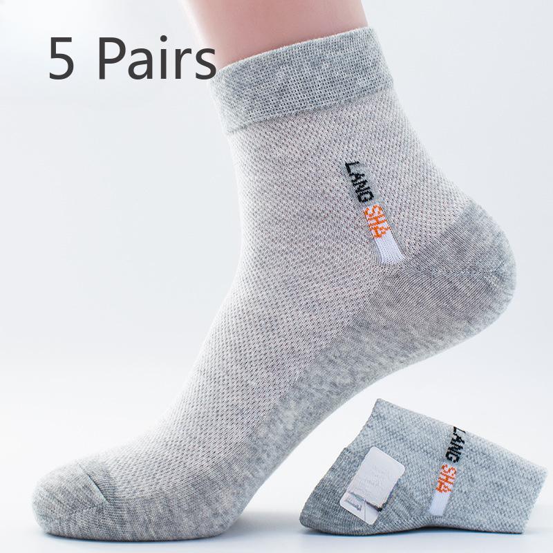 5 Pairs of Men's Summer Business Mesh Breathable Mid Calf Socks