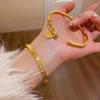 2025 Chinese Style Golden Auspicious Open Cuff Bangle for Women - Ancient Sand Gold Stackable Half-Bangle Bracelet