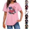 Women's Fashion Independence Day Printed Round Neck Short Sleeved Casual T-shirt Top