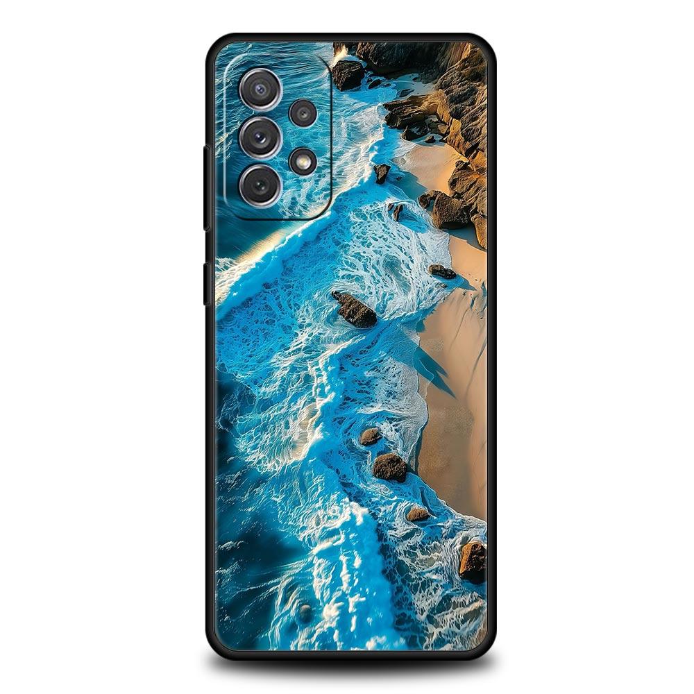 Phone Case For Samsung A17 A15 A13 A51 A71 A41 A31 A21S A07 A05 A35 A55 A23 A25 A33 A53 A73 5G Cover Seaside Scenery Wave Beach
