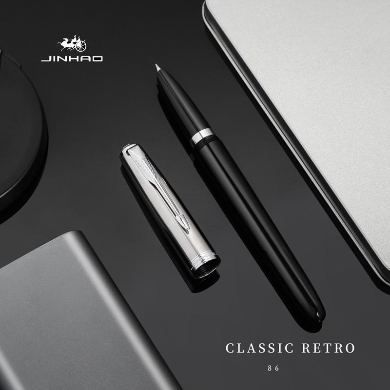 Jinhao 86 Classic Retro Fountain Pen Balanced Weight Silver Arrow Clip Extra Fine Nib Office School Daily Writing
